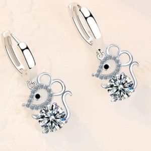 Sterling Silver & Gem Mouse Earrings